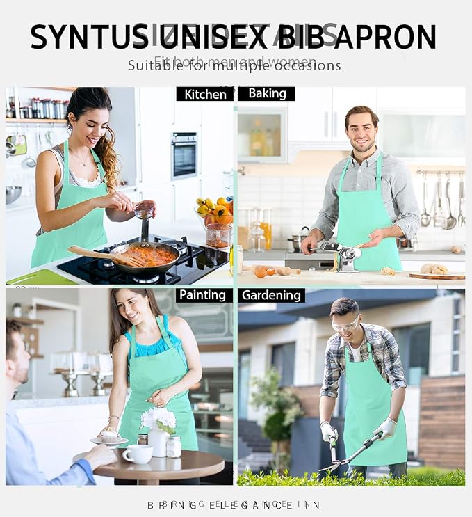 Syntus Apron for Men Women, Adjustable Cooking Kitchen Chef Aprons - Image 7