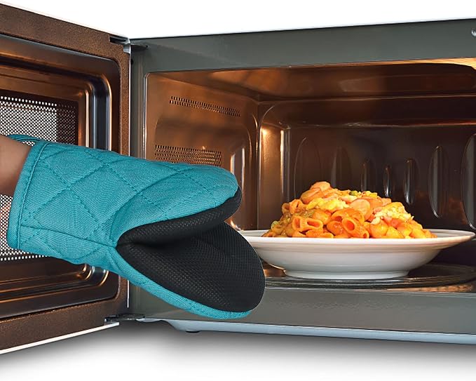 Short Oven Mitts, Heat Resistant 500°F, Silicone Grip Kitchen Gloves, Non-Slip - Image 7