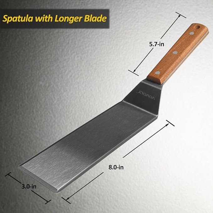 Stainless Steel Metal Spatula, Long Griddle Spatula, Hamburger Smasher Turner - Image 2