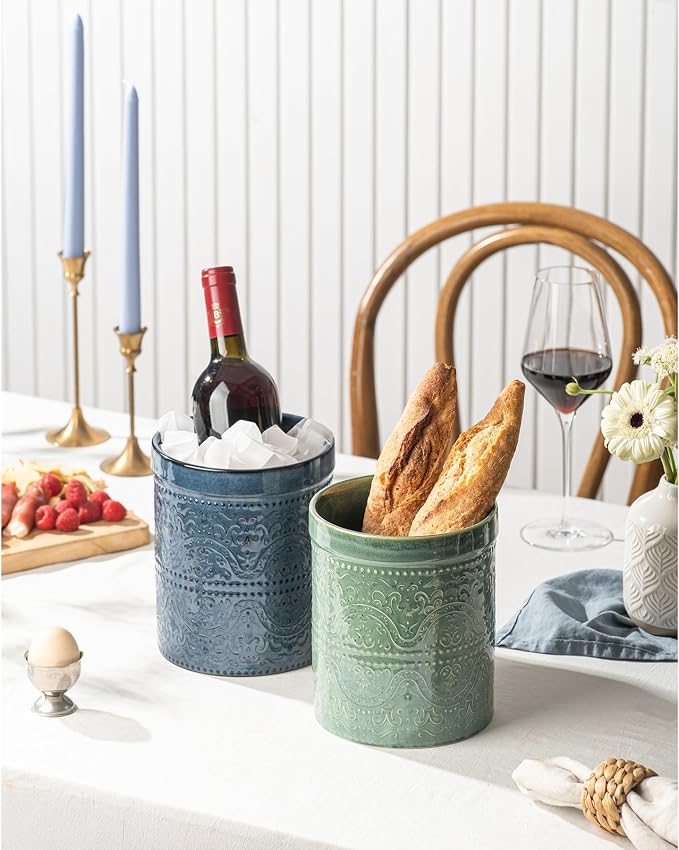 Kitchen Utensil Holder, 7 Inches Large Ceramic Utensil Holder - Image 6