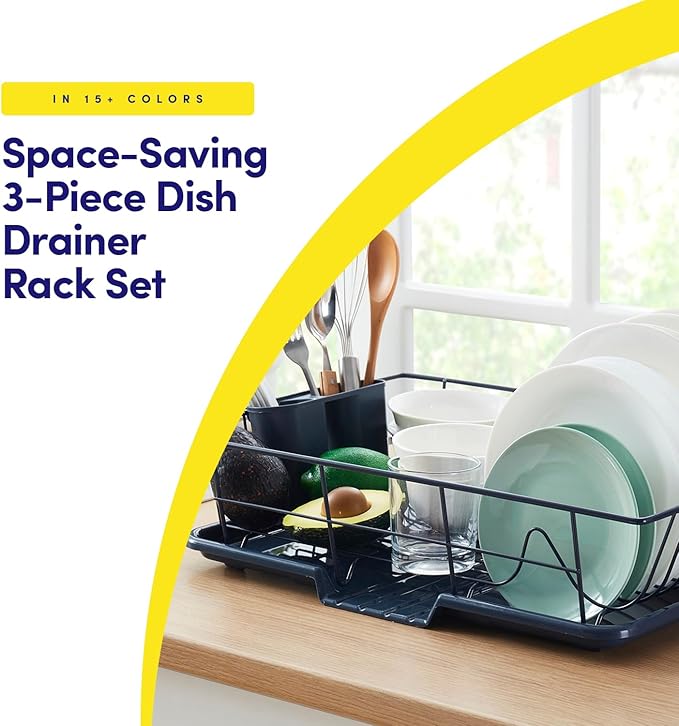 Sweet Home Collection Space-Saving 3-Piece Dish Drainer Rack Set: Efficient - Image 2