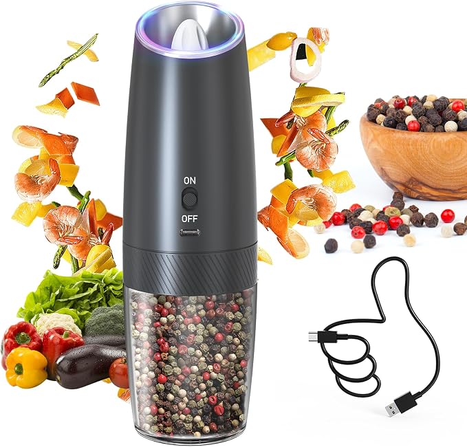 CIRCLE JOY Gravity Electric Pepper Grinder Rechargeable Salt Grinder Pepper by CIRCLEJOY