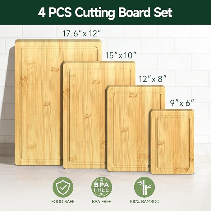 4-Piece Set Bamboo Cutting Board - Image 2