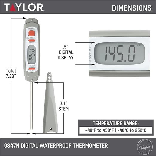 Taylor 9847 Waterproof Digital Instant Read Meat Food Grill BBQ Kitchen Cooking - Image 4