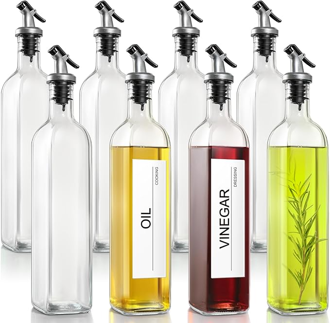 GMISUN Olive Oil Dispenser for Kitchen 8 Pack, Glass Oil Dispenser Bottle 17oz by GMISUN