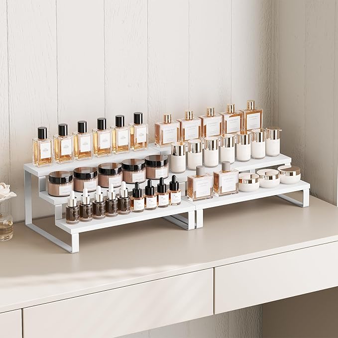 YATINEY Spice Rack, Wooden Display Riser Stand, Vanity Display Stand, Perfume - Image 2