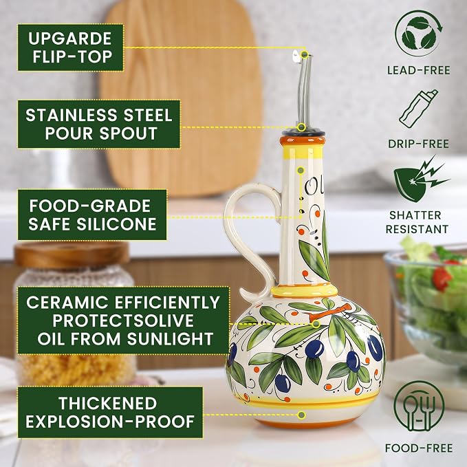 18 oz Ceramic Olive Oil Dispenser Bottle - Image 6