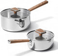 CAROTE1.5Qt & 3Qt Stainless Steel Saucepan Set, Triple Ply Stainless Steel Pot by CAROTE