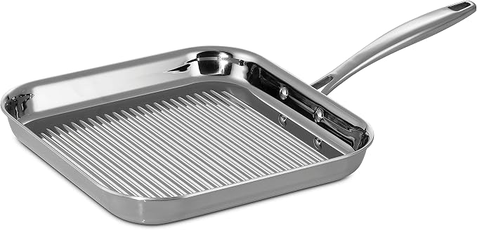Tramontina Signature Tri-Ply Clad Stainless Steel 11-Inch Square Grill Pan by Tramontina