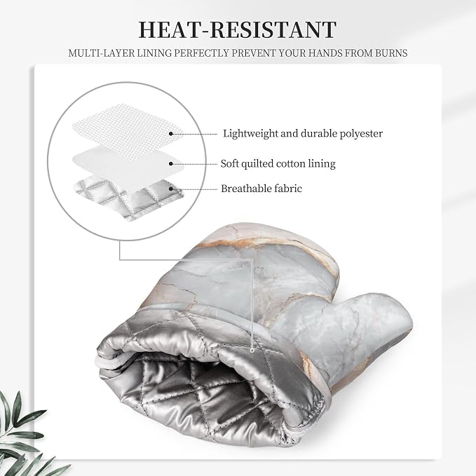 Oven Mitts and Pot Holders Gray Pastel Pink Marble Absstract Silicone Kitchen - Image 4