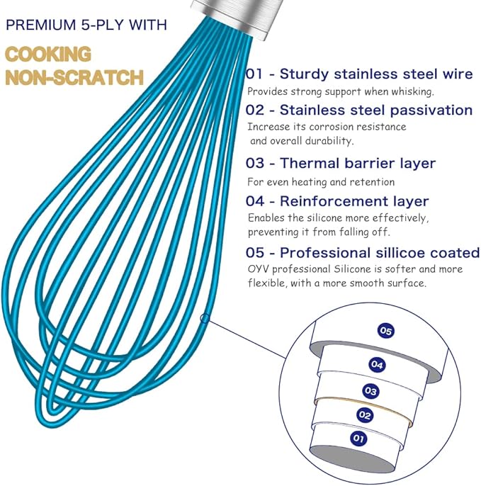 OYV Silicone Whisk, Heat Resistant 480°F Whisks - Image 3