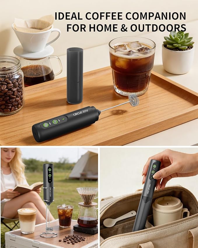 CIRCLE JOY Rechargeable 2-Speed Handheld Milk Frother - Image 2