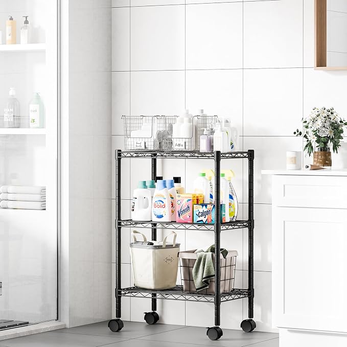 DUMOS 3-Tier Metal Wire Storage Shelves, Adjustable Standing Storage Rack Shelf - Image 2