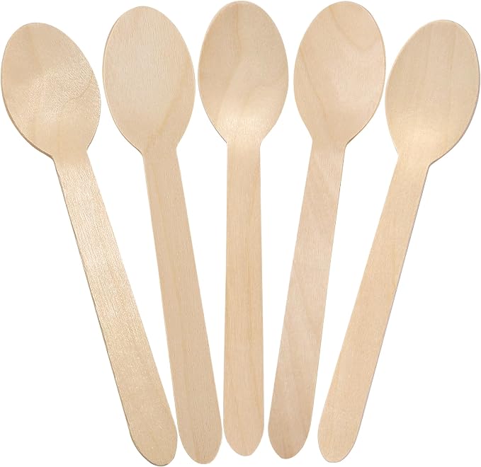 LotFancy Disposable Wooden Spoons, Biodegradable Compostable Eco-friendly by LotFancy