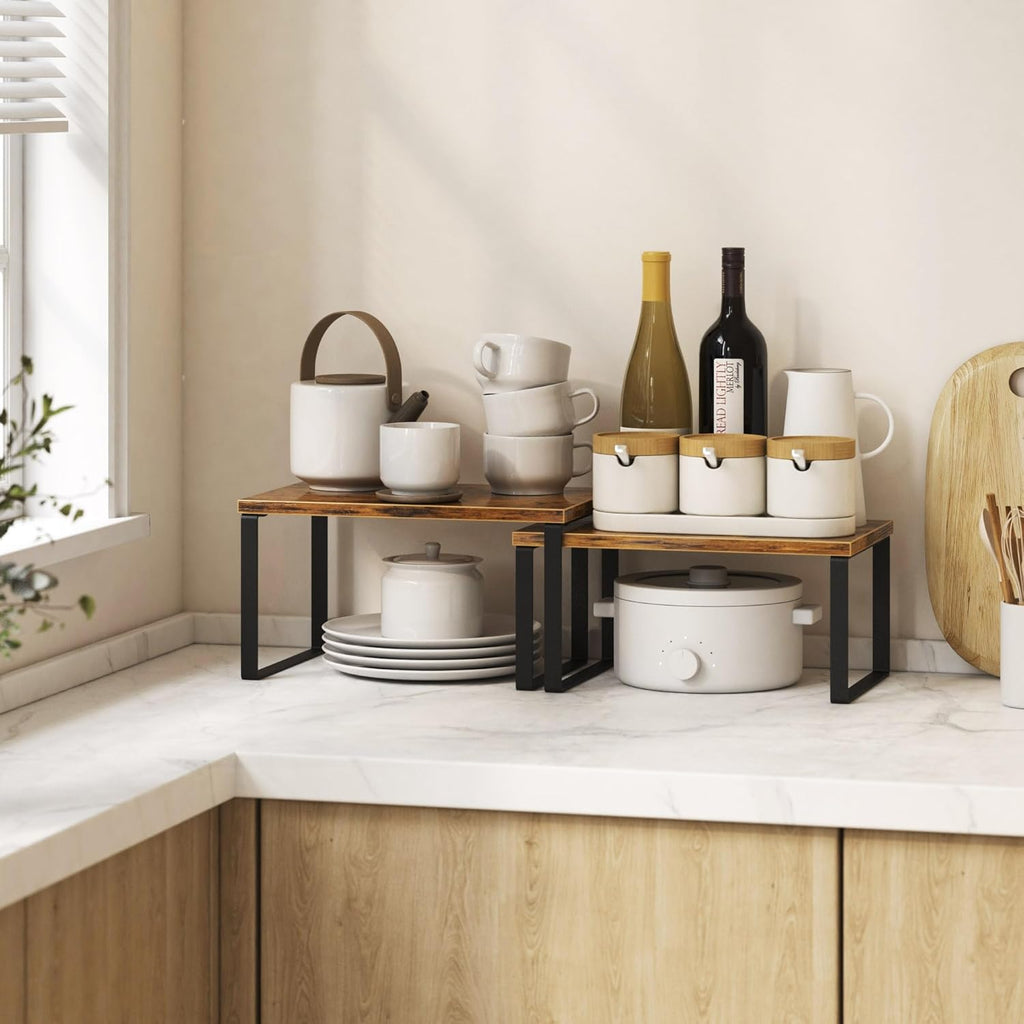 Kitchen Cabinet Organizer Shelf Set of 4, Sturdy Kitchen Counter