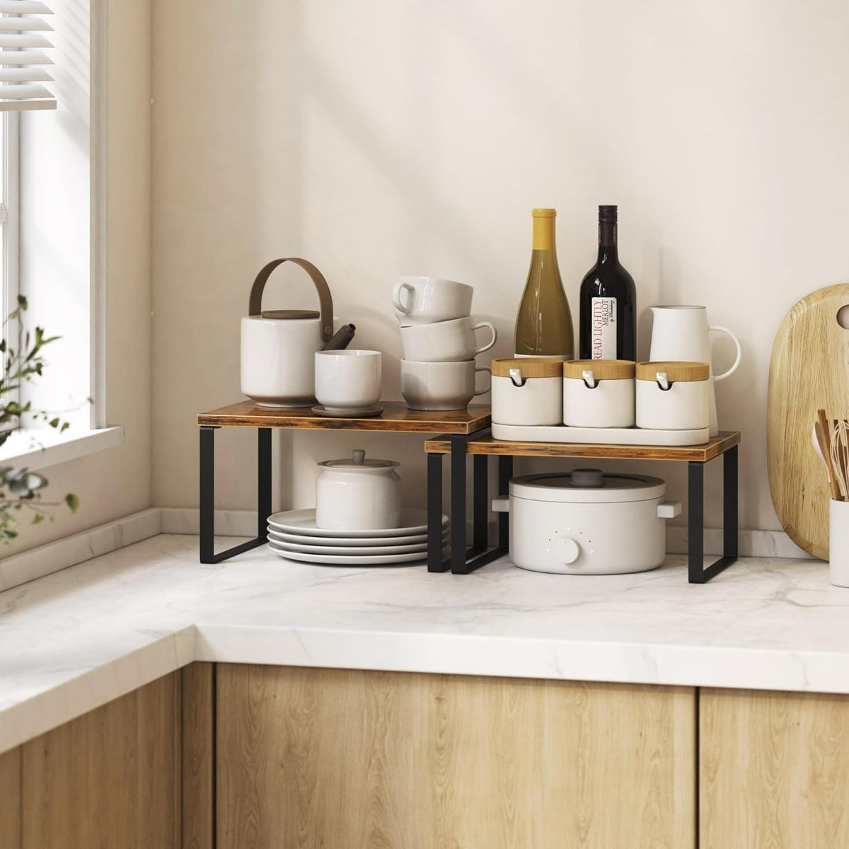 Kitchen Cabinet Organizer Shelf Set of 4, Sturdy Kitchen Counter
