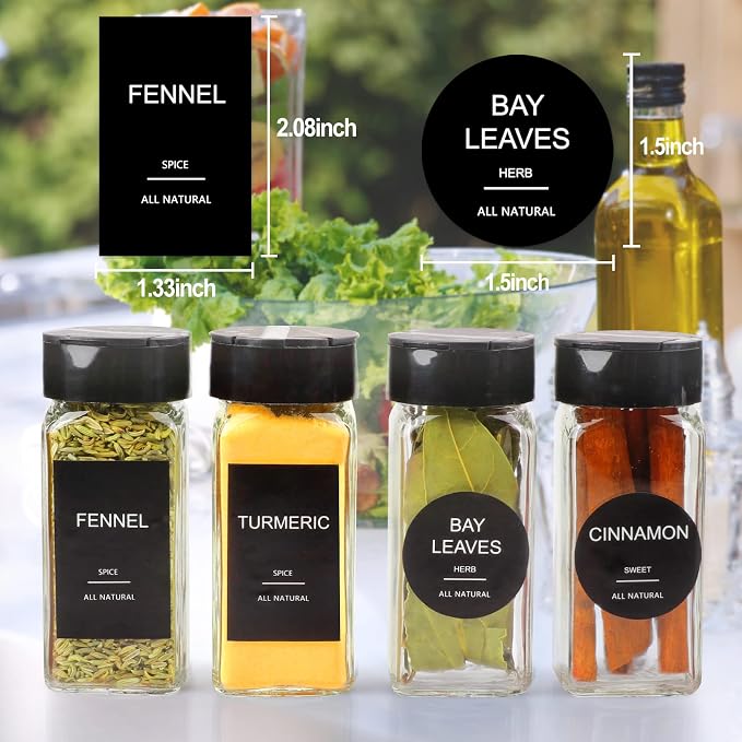 AISIPRIN Spice Jars with Lable, Glass Salt and Pepper Shakers Set, Ktchen - Image 4