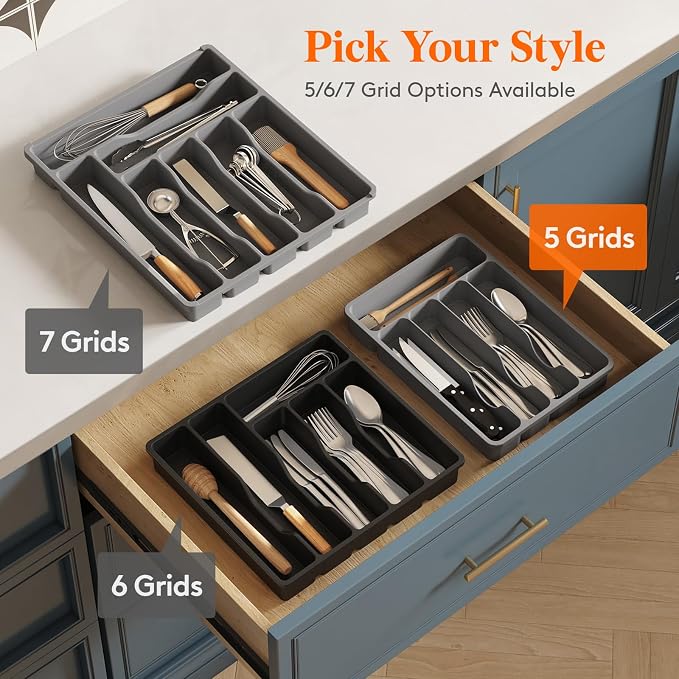 Lifewit Silverware Drawer Organizer Tray, Plastic Cutlery Storage - Image 8