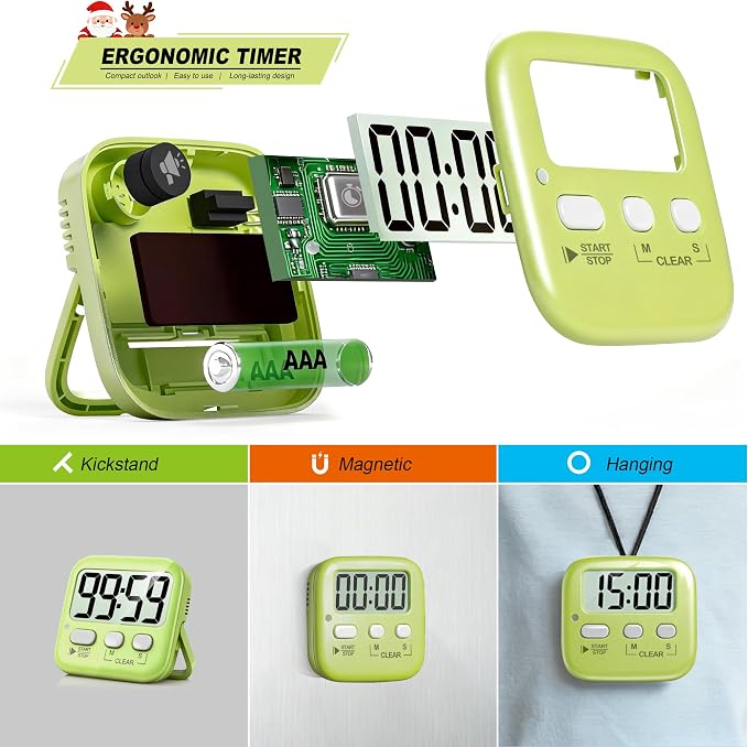 Antonki 2 Pack Digital Timer for Kids, Magnetic Countdown Kitchen Timers for - Image 5
