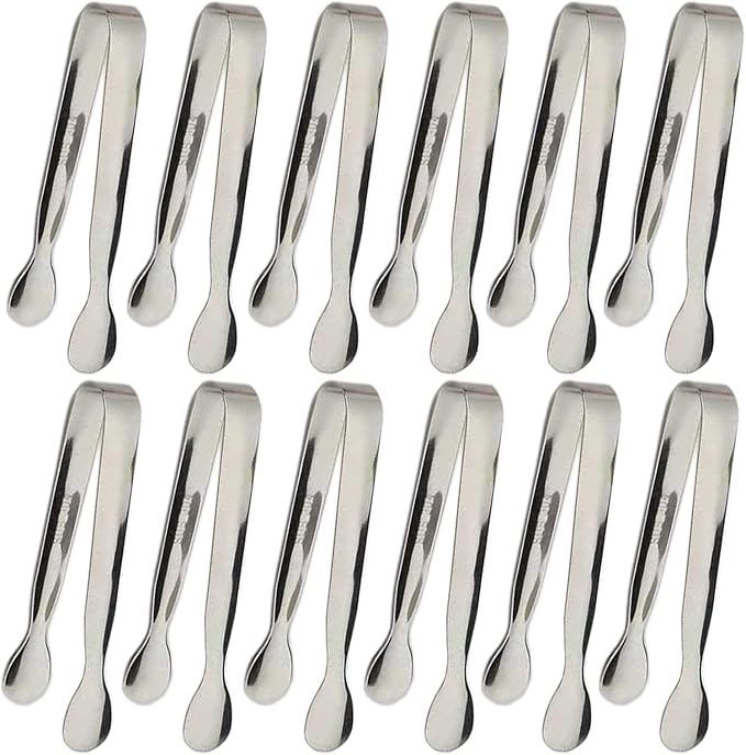 12PCS Ice Tongs Mini Sugar Tongs 4.25Inch Stainless Steel Small Serving Tong by Sunenlyst