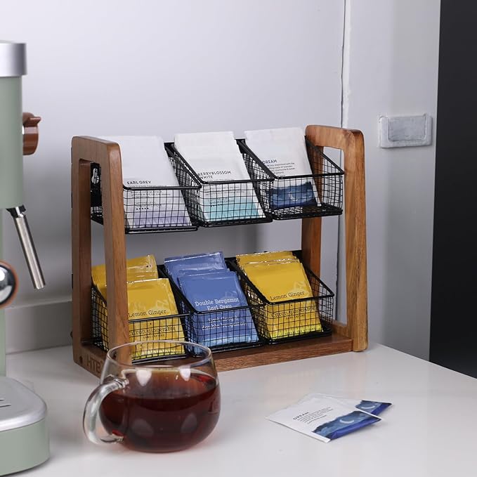 HTB 2 Tier Tea Organizer for Tea Bags, Tea Bag Holder - Image 5