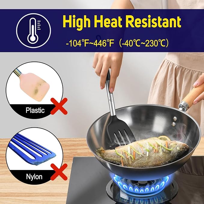 HOTEC Silicone Spatula Set of 2, High Heat-Resistant & BPA-Free Kitchen - Image 5