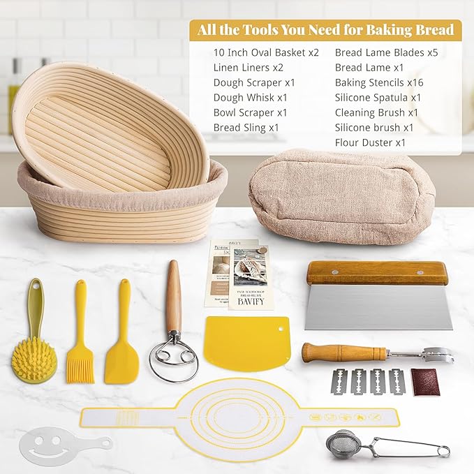 Sourdough Starter Kit, Banneton Bread Proofing Baskets Set, Sourdough Bread - Image 6