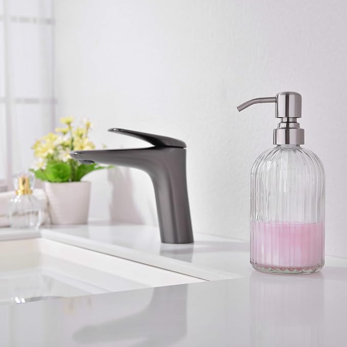 Glass Soap Dispensers for Kitchen and Bathroom, 16oz Heavey Glass Bottle - Image 2