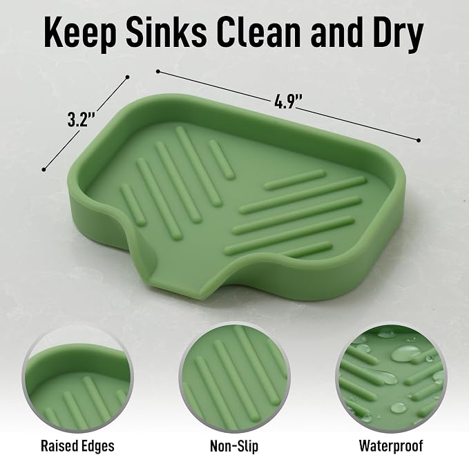 Zulay Kitchen Small Silicone Sponge Holder – Space-Saving Sink Organizer Tray - Image 4
