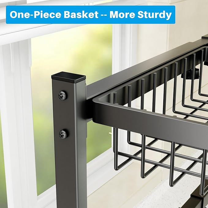 SNSLXH 4 Baskets 2-Tier Over The Sink Dish Drying Rack, 26.57"-35", Large Sink - Image 3