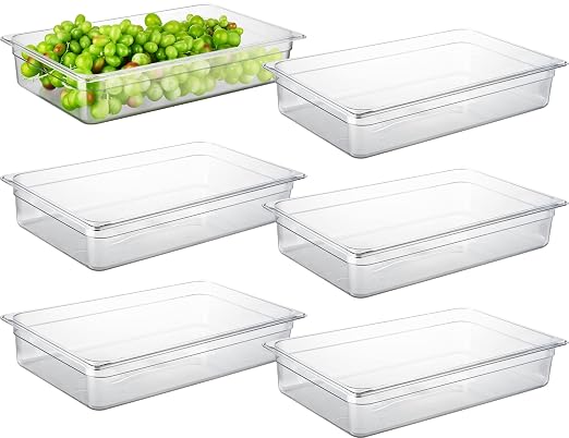 CURTA 6-Pack Full Size 4" Deep NSF Polycarbonate Food Pans | Dishwasher & by CURTA