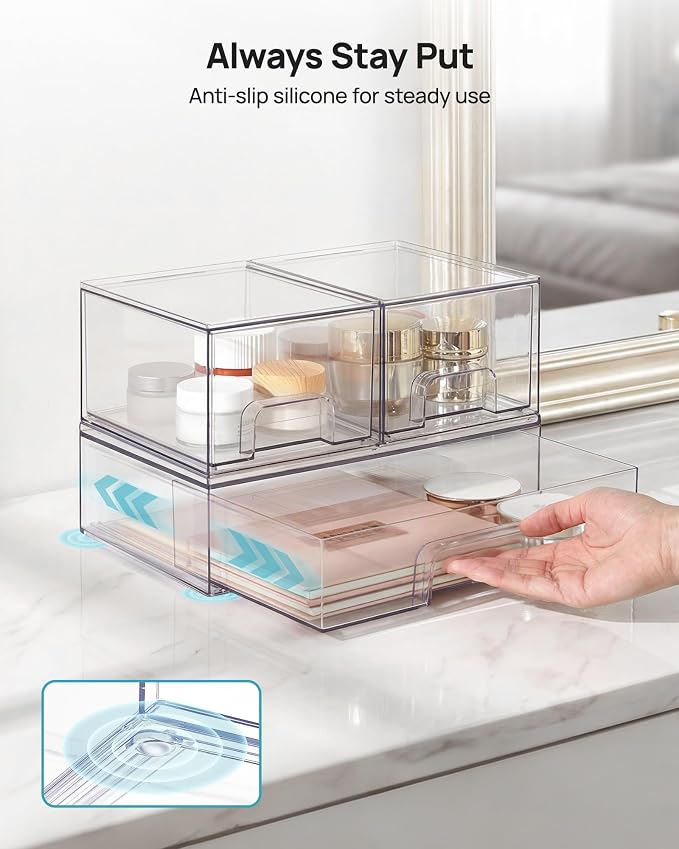 Vtopmart Stackable Storage Drawers Set of 3, Beauty Supplies, Pantry - Image 10