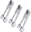 3PCS Mini Serving Tongs, 4Inch Rose Stainless Steel Sugar Cube Tongs, Sliver by Sunenlyst