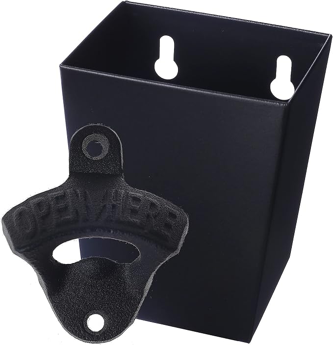 Satin Black Cast Iron Bottle Opener Wall Mounted by Wallmountedbottleopener