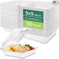 Freshware Compostable 9x9" Clamshell Take Out Food Containers by Freshware