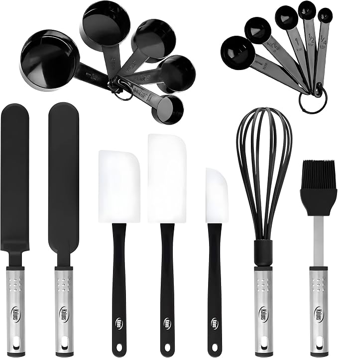 Silicone Spatula Set, 17 Piece Baking Utensils, Nylon and Stainless Steel by Kaluns%C2%AE