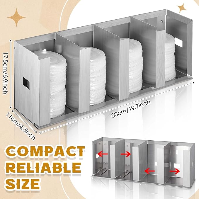 Hicarer 4 Compartments Stainless Steel Cup Dispenser - Image 2