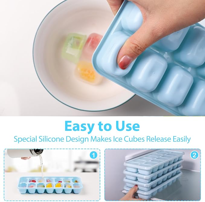 DOQAUS Ice Cube Trays 4 Pack, Easy Release & Pop out, LFGB and BPA Free - Image 4