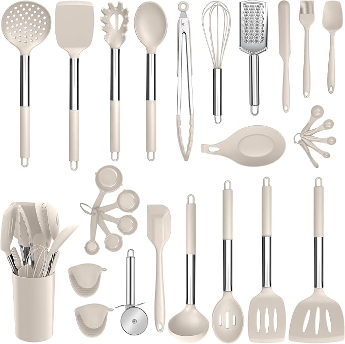 E-far Silicone Cooking Utensils Set, Heat Resistant Kitchen Spatulas Turner by E-far