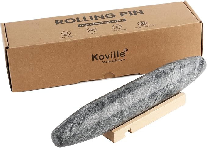 Koville African Natural Grey Marble French Rolling Pin, 12inch Non-Stick - Image 8