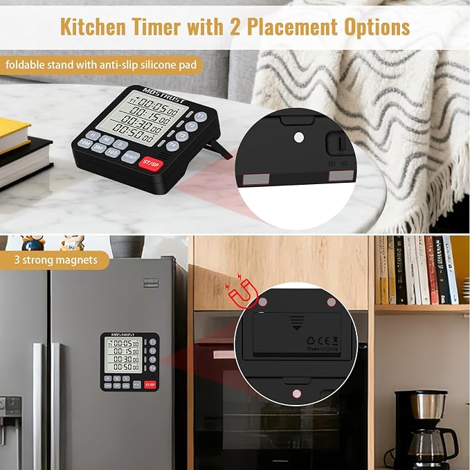 Digital Dual Kitchen Timer, 4 Channels Independent Countdown Timer, Large - Image 4