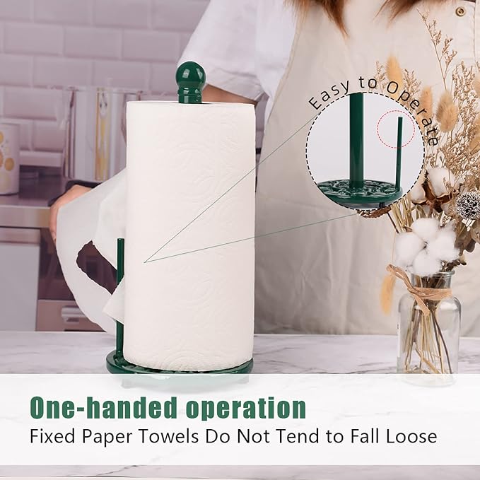 Green Cast Iron Paper Towel Holder - Image 3