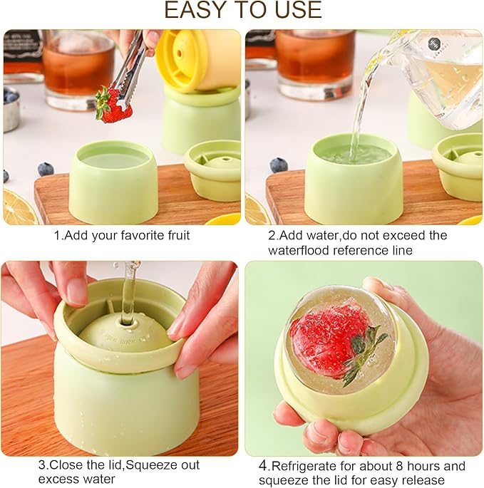 Round Ice Cube Molds Set of 4, Make 2.4 Inch Spherelce ice - Image 4