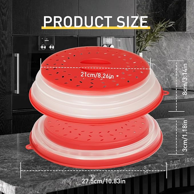 CasaCulina 2 Pack Collapsible Microwave Splatter Cover, Vented Microwave Lid - Image 2