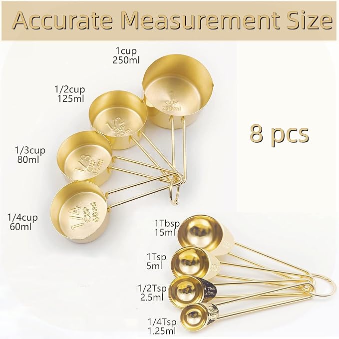 Gold Measuring Cups and Spoons Set - Image 2