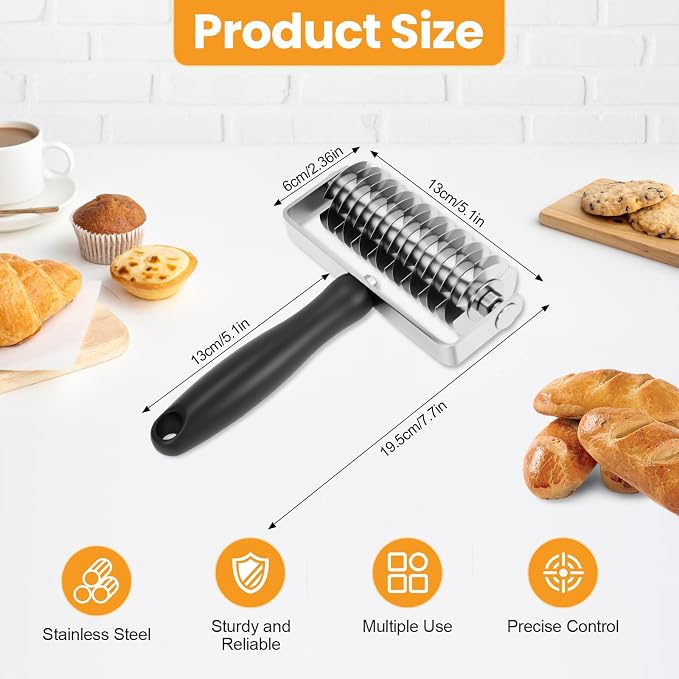Ecavria Pastry Lattice Roller Cutter, Premium Stainless Steel Lattice Dough - Image 4