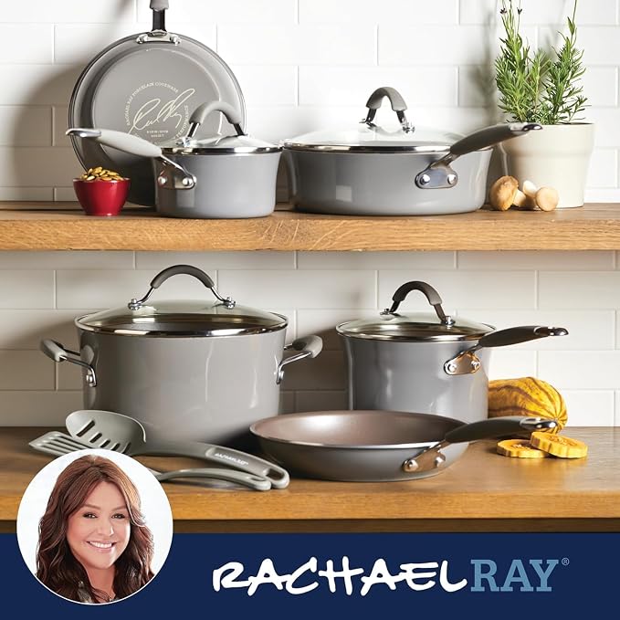Rachael Ray - 16802 Rachael Ray Cucina Nonstick Cookware Pots and Pans Set - Image 7