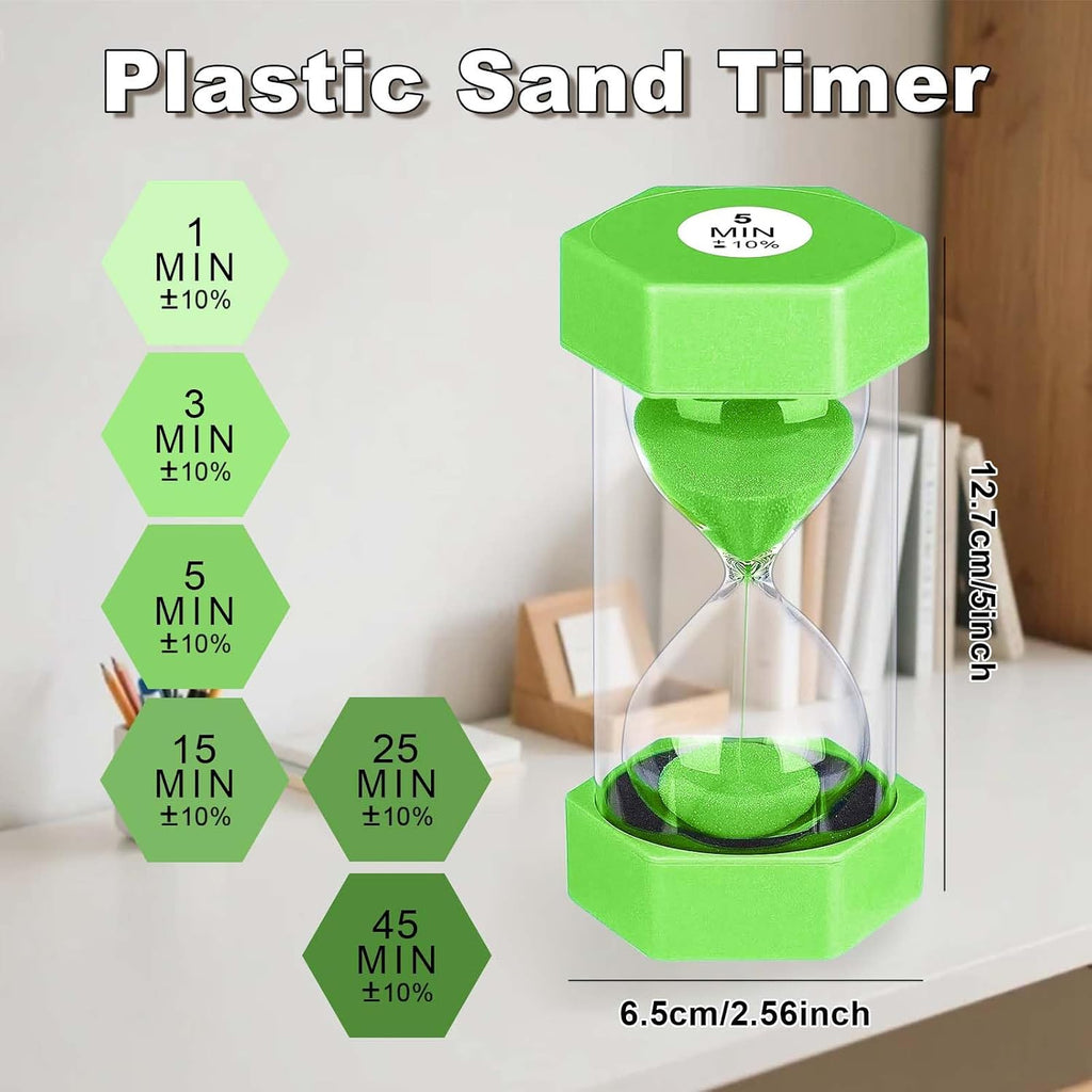 Hourglass 3 Minute Sand Timer, Green Plastic Sand Clock 3 Min