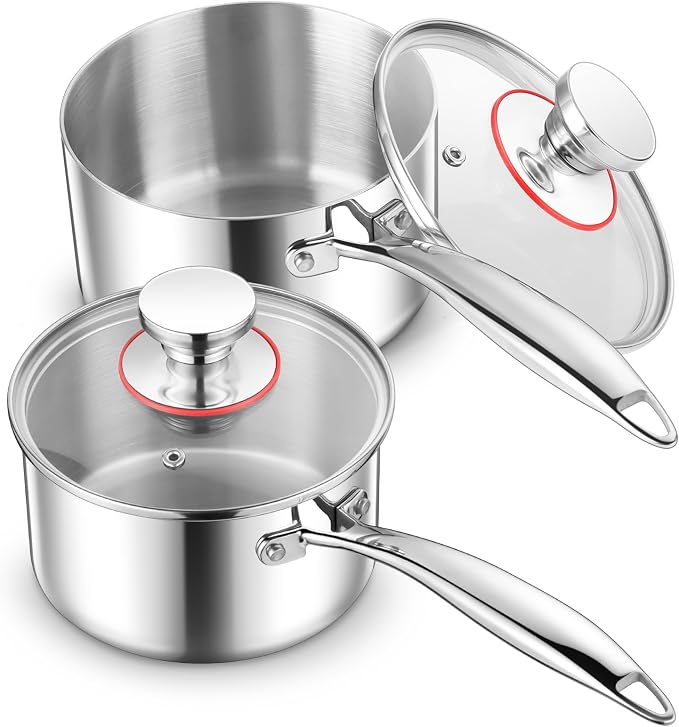E-far Stainless Steel Saucepan Set - 2Qt & 3 Qt by E-far