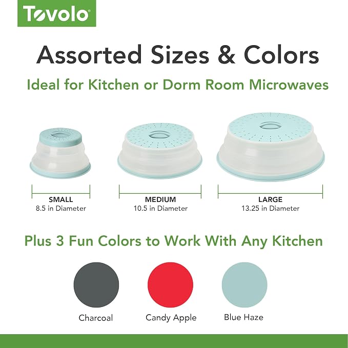 Tovolo Large Microwave Splatter Cover Blue Haze 13 inch Collapsible Silicone - Image 5
